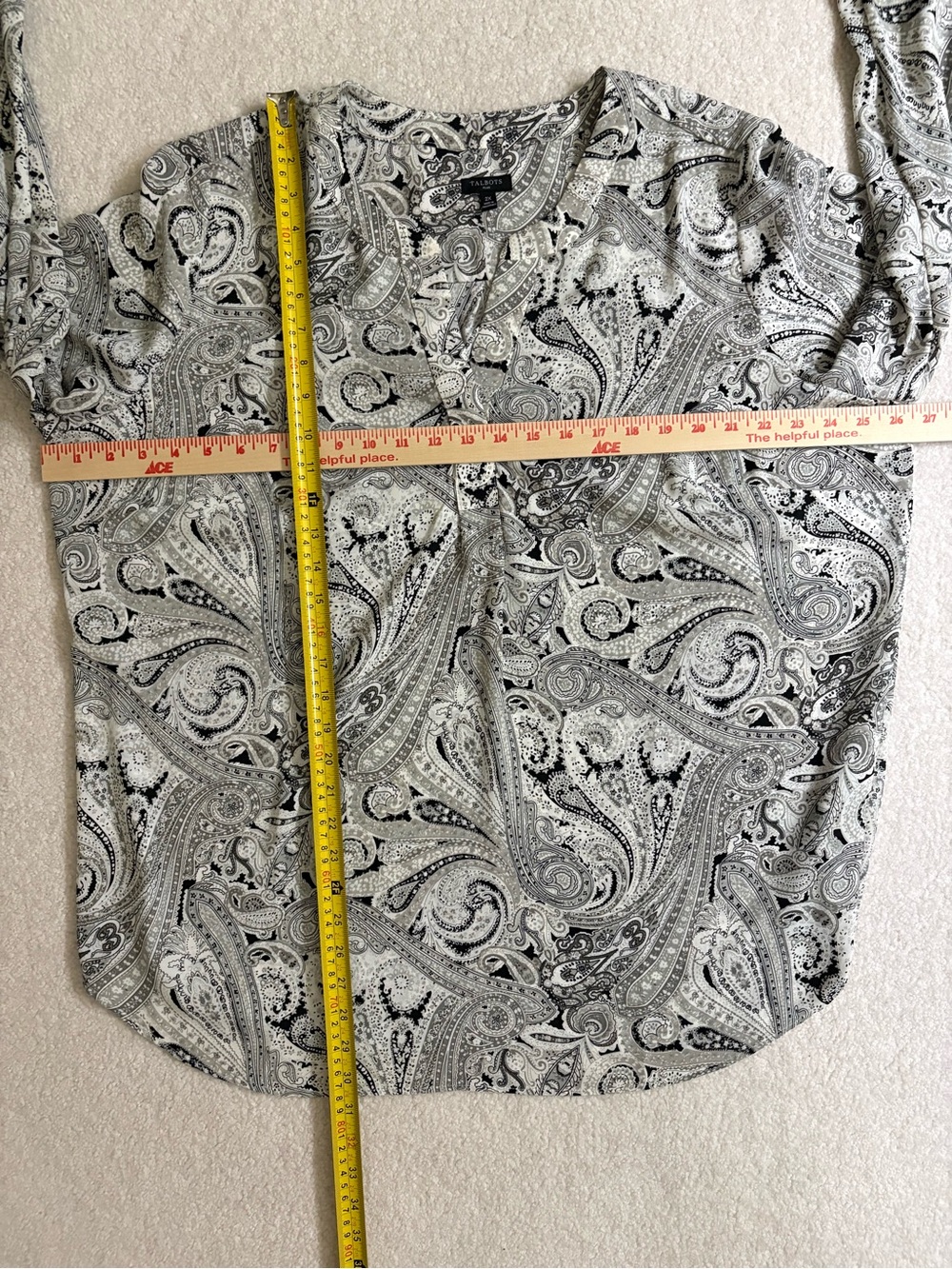 Talbots Black & White Paisley V-Neck Tunic Size 2X - Picture 11 of 12